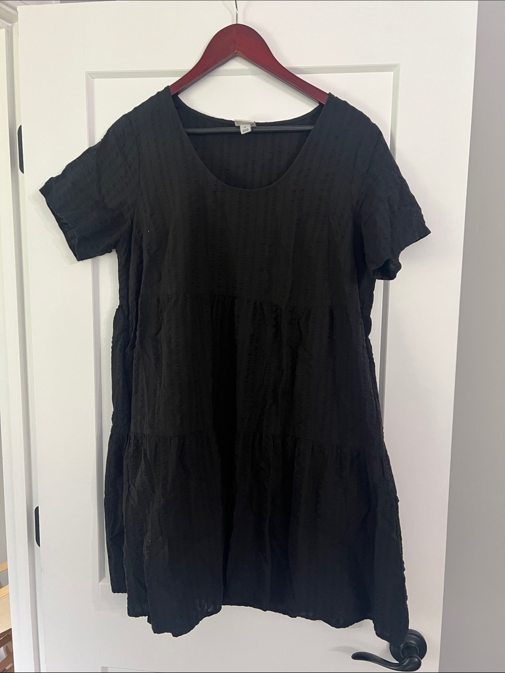 a new day Black Short Sleeve Tiered Dress
